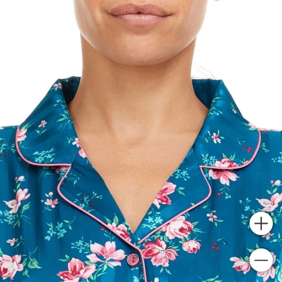 NWT Flora Nikrooz Women's Notch Collar PJ Set soft stain - Picture 4 of 8